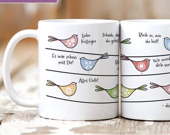 Tazza personalizzata come regalo di commiato per un collega | Regalo di commiato per un collega, pensionamento, cambio di lavoro | Tazza di commiato personalizzata