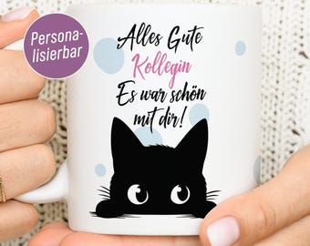 Farewell gift for colleague, personalized mug with saying and cat as a farewell gift | Personalized mug, farewell gift for colleagues