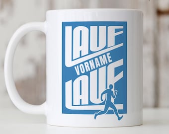 Personalized mug for runners and joggers with the saying "Run... Run" | Customizable jogging coffee mug