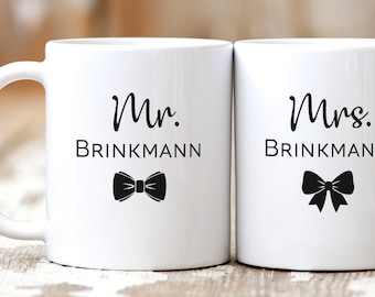 Dhr. en Mevr. Mugs Gepersonaliseerde Koffiemok met Naam – Een Persoonlijk Huwelijkscadeau