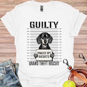 Funny daschund mugshot shirt, Sausage dog shirt, Daschund mom, Daschund dad, Sausage dog owner gift, sassy daschund, Dog Lover Shirt