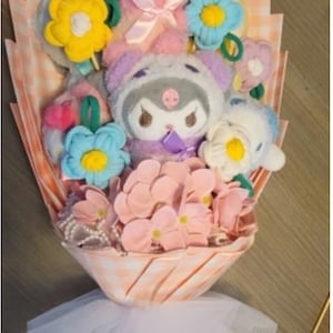 Christmas Gifts Cartoon Sanrio Plush Bouquet My Melody Kuromi Cinnamoroll Kt Cat Plush Doll Toy Valentine Graduation Gifts