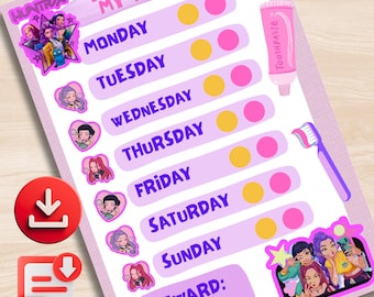 KPOP Demon Hunter Tooth Brushing Reward Chart | Kids & Teens (Printable)
