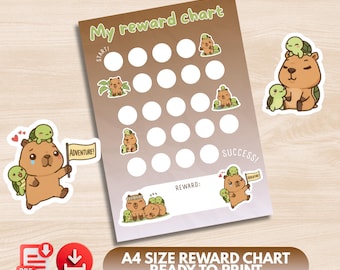 Capybara Reward Chart Printable | A4 Digital Download | Chore & Goal Tracker for Children