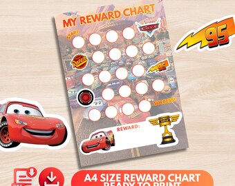 Race Car Reward Chart Printable Kids Behavior A4 PDF