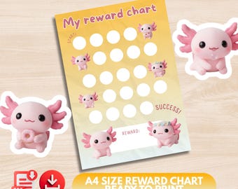 Axolotl Reward Chart Printable | A4 Digital Download | Chore & Goal Tracker for Children