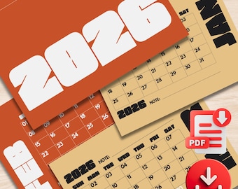 2026 Monthly Calendar Printable: Bold Orange & Yellow (A4 A5 PDF)