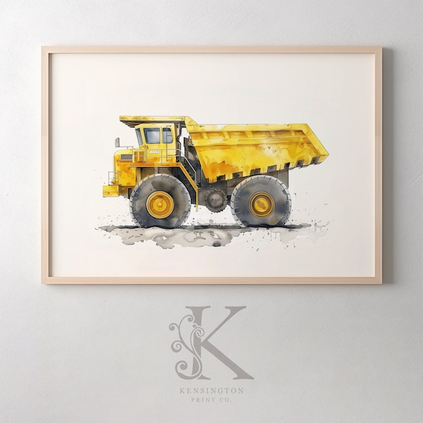 Modern Whimsical Dump Truck Illustration Painting Print | DIGITAL Art | Kids Room Decor | Modern PRINTABLE Digital Download | KE_10642