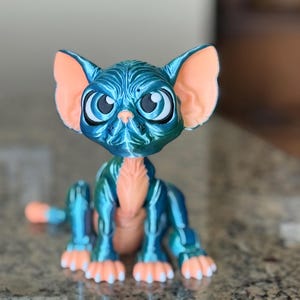 Articulated Sphynx Cat 3D Printed Figurine – 12" Glow-in-the-Dark Poseable Collectible