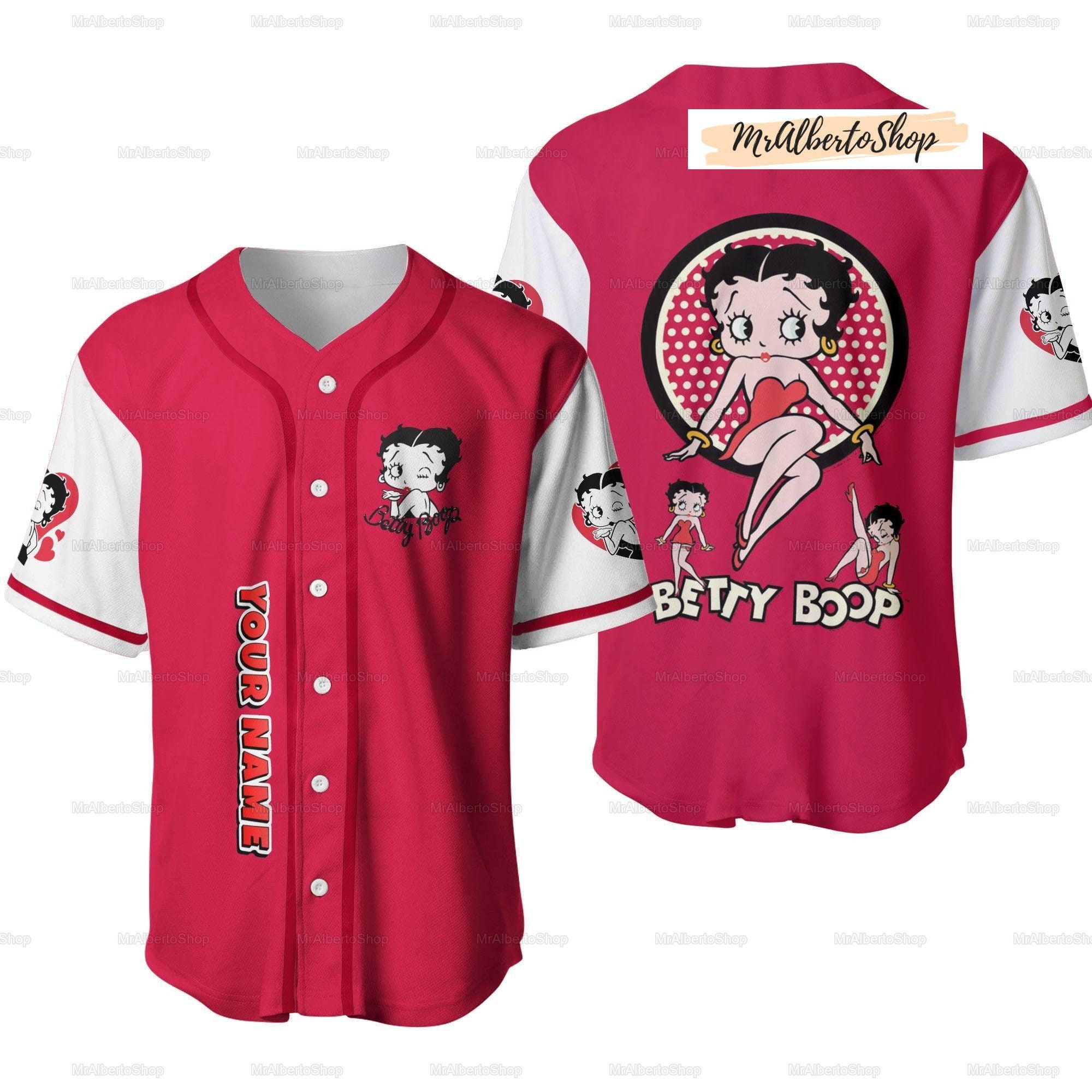 Custom Name Betty Boop Baseball Jersey