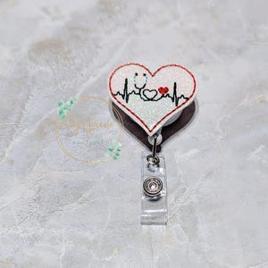 Sparkle Heart EKG Stethoscope Badge Reel: Nurse Medical Gift
