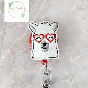 Llama With Heart Glasses Badge Reel, Animal Badge Reel, Nurse Badge Reel, Nurse Gift, Teacher Lanyard, Teacher Gift, Badge Buddy