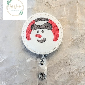 Snowman Cookie Badge Reel: Christmas Nurse Teacher Lanyard