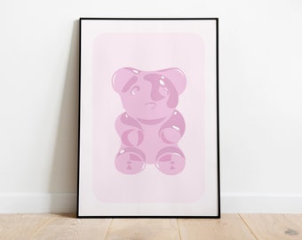 Pink Gummy Bear Art Print, Aesthetic Home Decor (Digital Download)