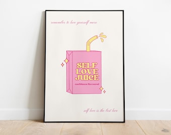 Pink Self Love Juice Art Print, Trendy Home Decor (Digital Download)