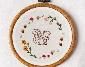 DIY squirrel hand embroidery pattern for beginners