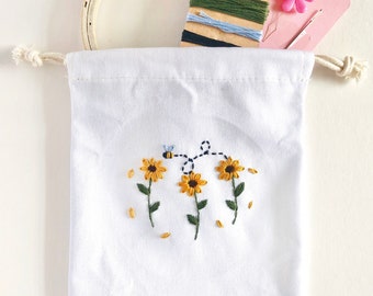 DIY sunflower hand embroidery pattern for beginners