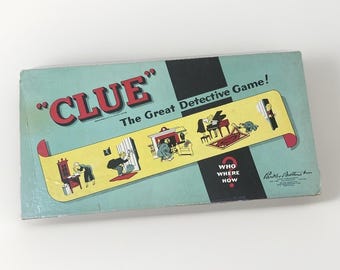 Juego de mesa Clue de 1949, edición temprana de Parker Bros., incompleto pero jugable.