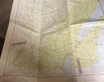Mapa aeronáutico de Green Bay, Wisconsin, de 1946, de la época posterior a la Segunda Guerra Mundial.