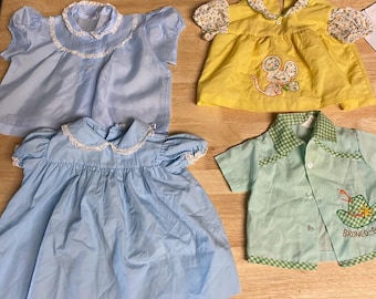Vintage Girl's Clothing Lot of 4 Size 0-3 Months Cottagecore Western Dresses