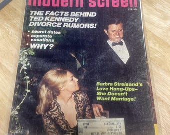 Revista Modern Screen, febrero de 1974: Rumores de divorcio de Kennedy (Retro)