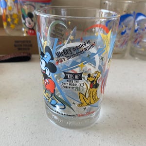 VTG Disney 100th Anniversary Tumbler Glass Cup Mickey Mouse Steamboat Willie 100 Years of Magic