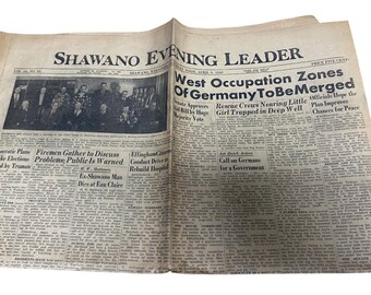 Tidningen Shawano Evening Leader 9 april 1949 Wisconsins historia efter andra världskriget