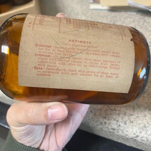 Vintage Merck Potassium Hydroxide Amber Glass Jar Poison Label 1lb Dark Academia image 4