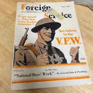 Vintage Foreign Service Magazine April 1930 VFW General Pershing WWI Cover