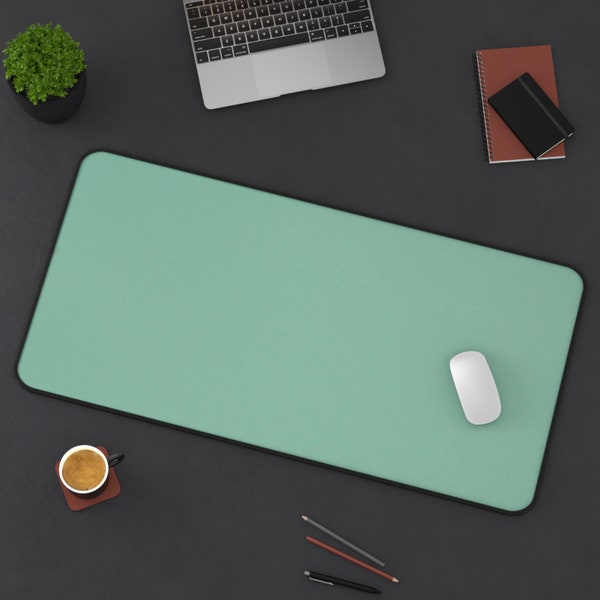 Turquoise Desk Mat and Mouse Pad, Custom Desk Pad, Large Keyboard Pad, Custom Office Tech Accessories, Desk Decor, Dog Aesthetics, Anti-Slip