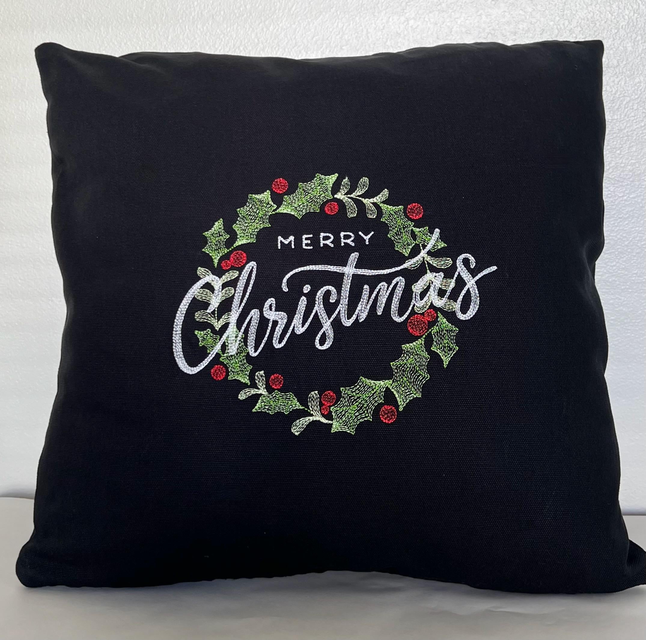 36 Creative Christmas Decor Ideas to Transform Your Space: Festive Hacks You'll Love 17 Merry Christmas, Throw Pillow Cover, Black, Embroidered