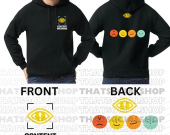 Content Warning inspired Hoodie - Heavy 100% cotton. Type Faces on Back. Video Game Merch