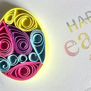 Biglietto di auguri pasquale a forma di uovo, originale, biglietto di auguri con quilling, biglietto di auguri fatto a mano, biglietti con quilling, biglietti con quilling, biglietto di auguri, busta fatta a mano