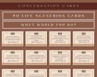 Life Scenarios Conversation Cards | Conversation Starters | Table Talk Card | Group Card | Topic Cards | Question Cards | Get To Know You