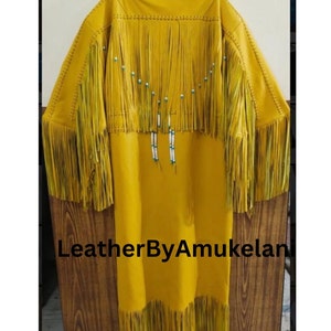 Womens Handmade Native Long Wedding Beaded Dress Powwow Regalia Leather Dress Native Style Womens Leather Maxi Native Womens Coat Dress