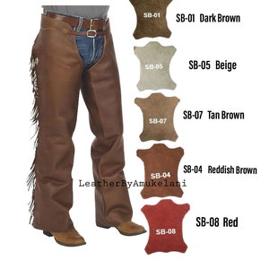 Handmade Suede Leather Cowboy Chaps with Fringes