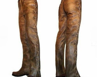 Men Western Wear Leather Pant Side laces, Men Leather Pant, Men Native Indian Pant, Men Cowboy Leather Pant, Men Native Style Leather Pant
