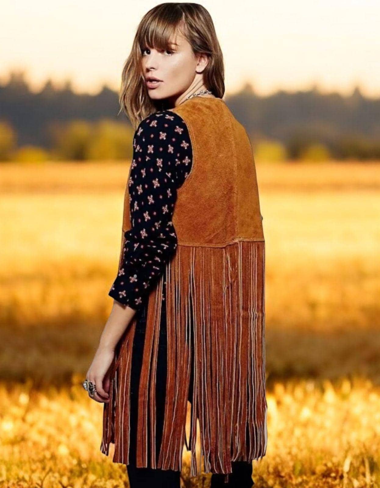 Women Native American Leather Long Fringes Vest, Ladies Powwow Regalia Suede Leather Vest, Suede Leather Vest, Traditional Vintage Vest
