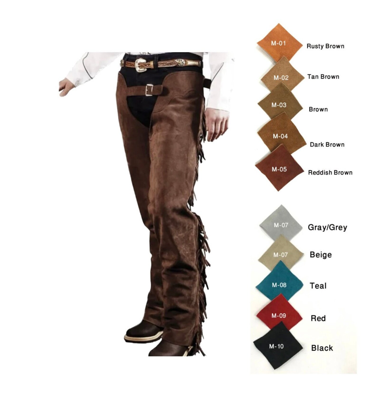 Western Cowboy Style Handmade Suede Leather Chap Fringes, Suede Leather ...