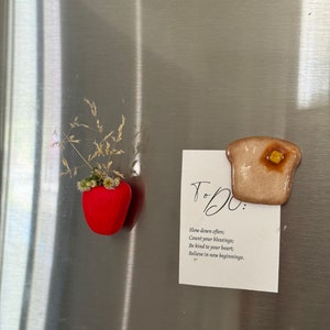 Strawberry vase  magnet, fridge magnet, polymer clay magnet