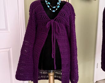 crochet tie front cardigan PDF pattern