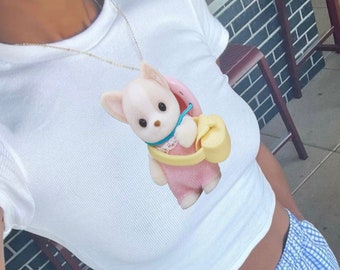 calico critter baby tee, y2k graphic tee, sylvanian family 90s baby tee, coquette crop top, infant tee
