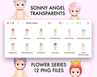 sonny angel clipart FLOWER series digital png (12 FILES) digital stickers, png file, sonny angel stickers, digital download