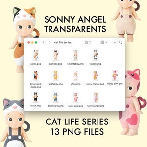 sonny angel clipart CAT LIFE limited series digital png (13 FILES) digital stickers, png file, sonny angel stickers, digital download