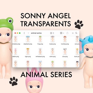 sonny angel clipart ANIMAL series digital png (48 FILES) digital stickers, png file, sonny angel stickers, digital download