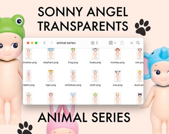 sonny angel clipart ANIMAL series digital png (48 FILES) digital stickers, png file, sonny angel stickers, digital download