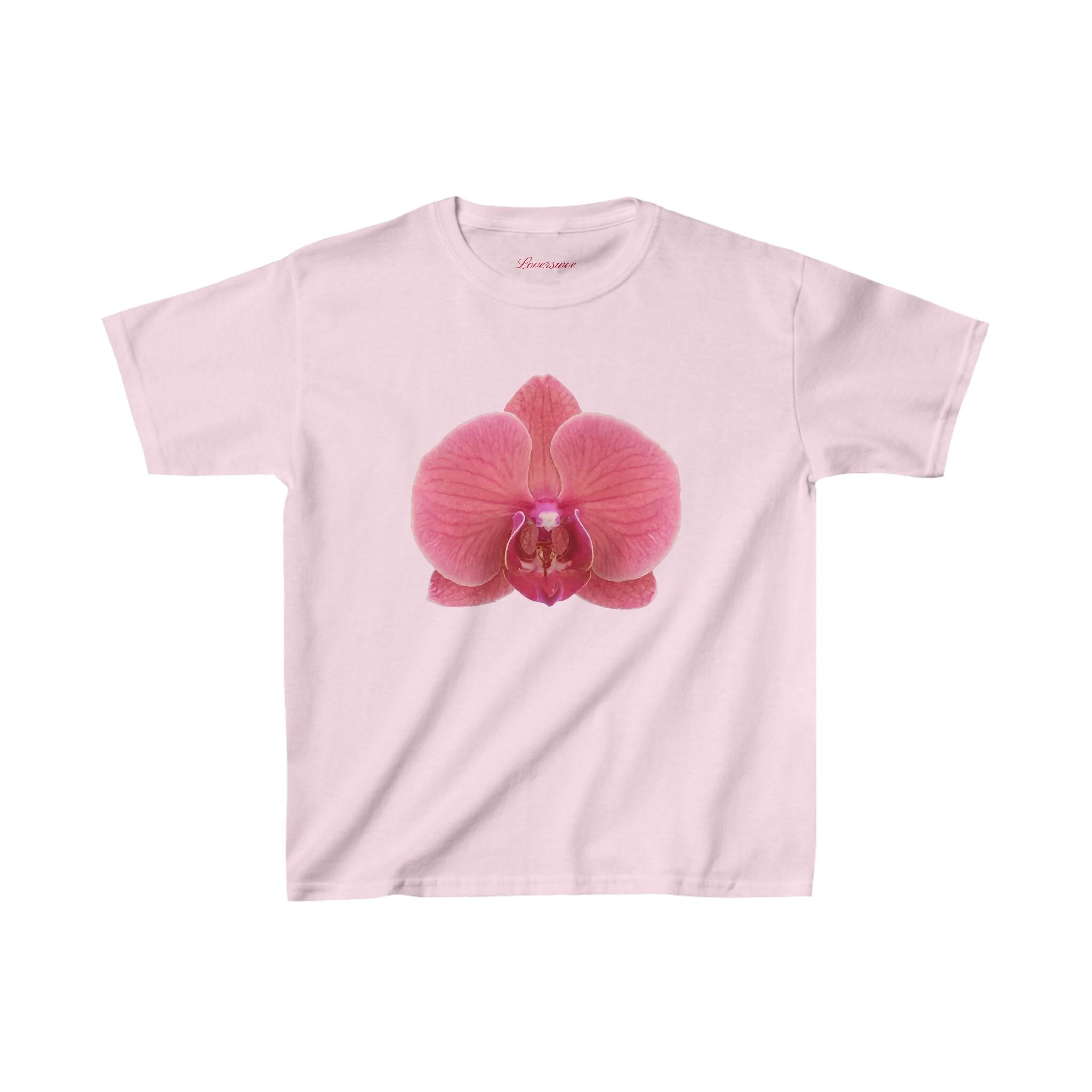 90s Pink Orchid Graphic Long Sleeve Top (M)
