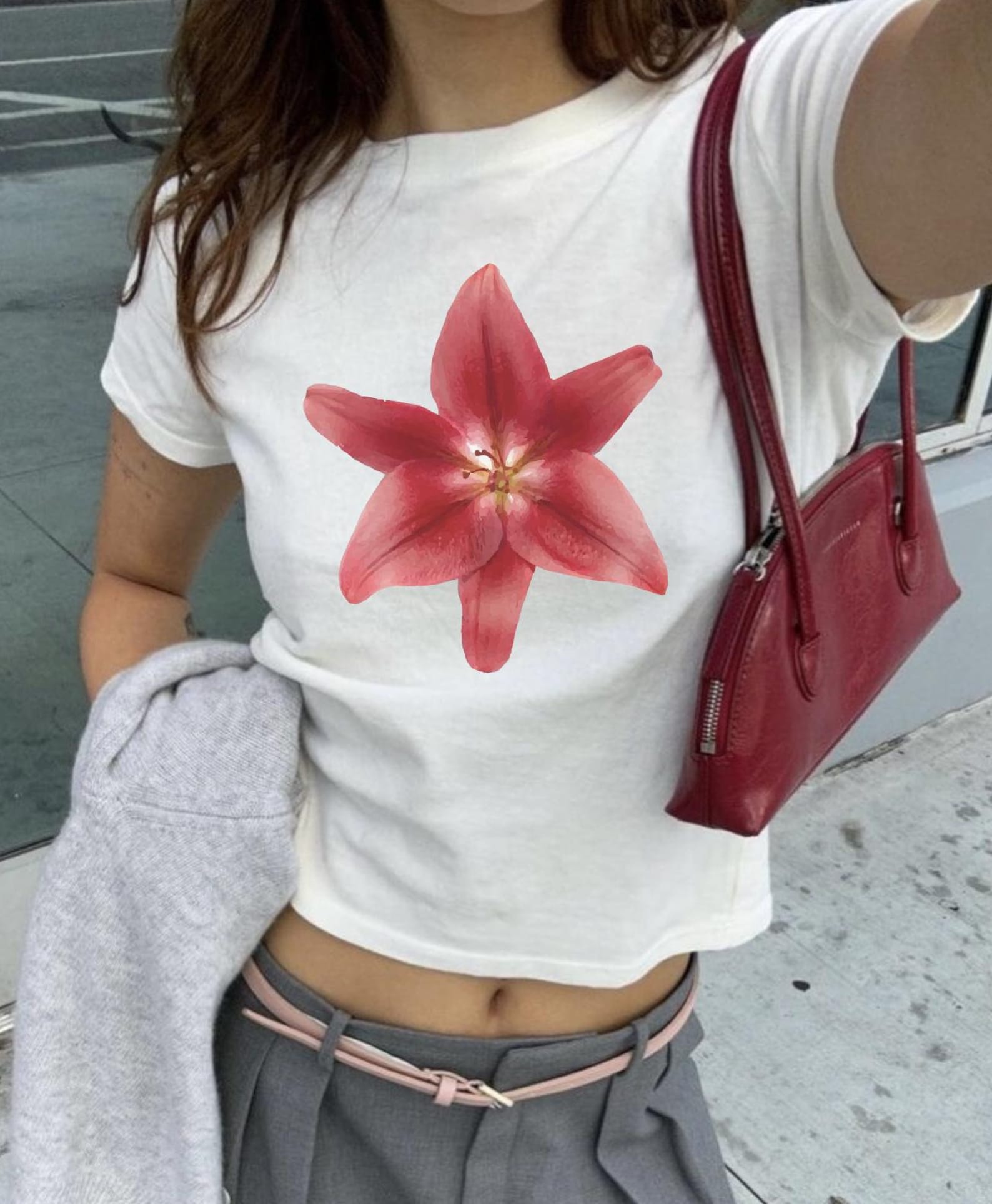 Lily Rocks Shirt Red Lily Baby Tee, Y2k Top, Graphic Print T-shirt, Summer Tee, Tropical ...