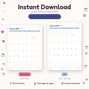 Three print options for the cash envelope trackers: A6 binder size, plus A4 and US Letter sheets with 4 pages per sheet, instant download PDF.