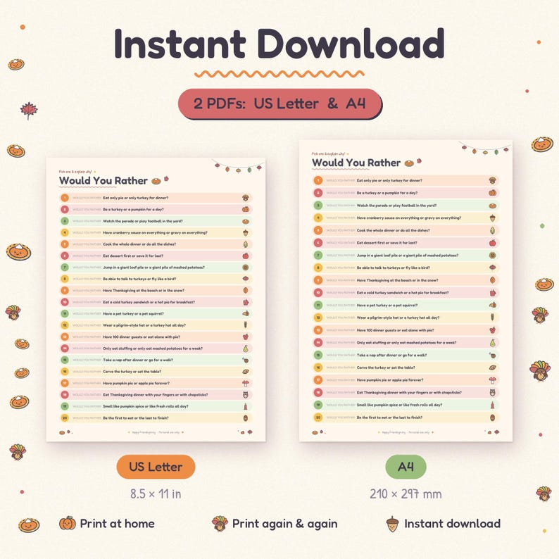 Paket med Friendsgiving-spel, 37 aktiviteter för Thanksgiving-festen (PDF-nedladdning) bild 3